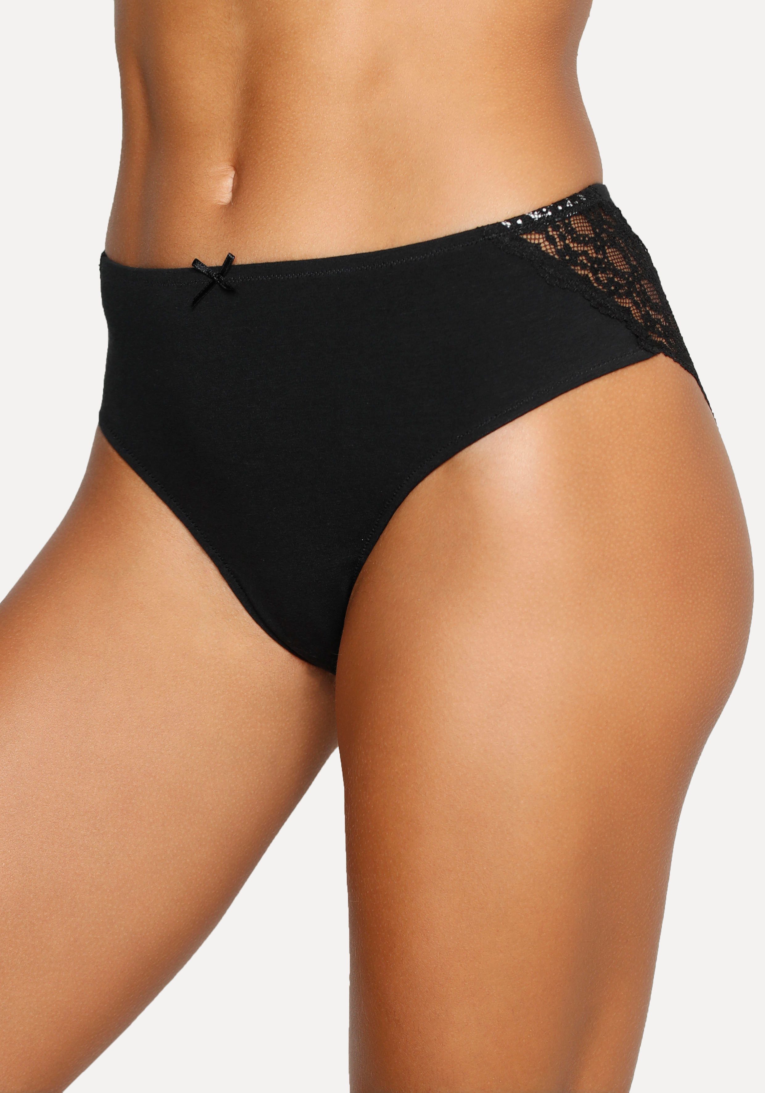 Vivance Jazz-Pants Slips (3er-Pack) aus elastischer Baumwolle mit floraler Spitze