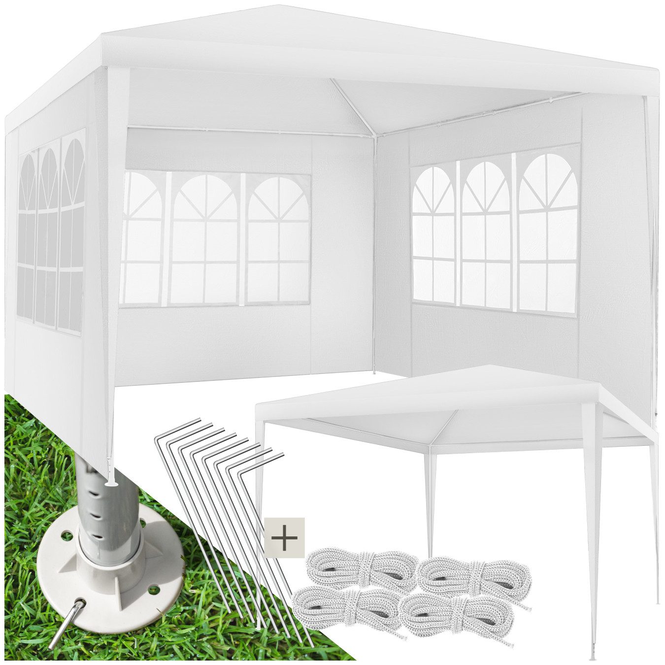 tectake Pavillon Barinas, mit 3 Seitenteilen, günstig online kaufen