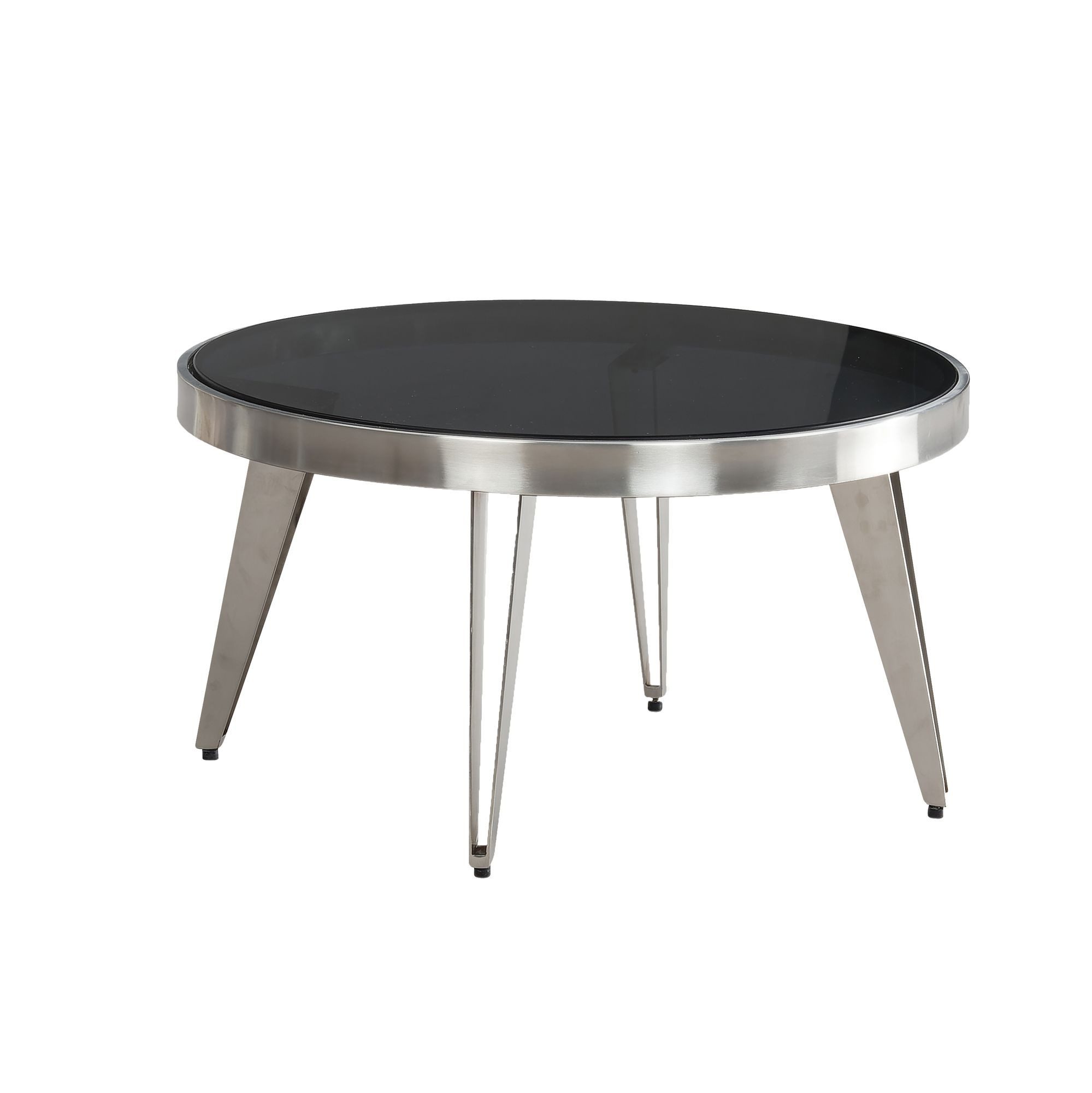 FINEBUY Couchtisch Couchtisch Sofatisch Glas Ø 60 cm Tisch Wohnzimmertisch Rund Silber (Sofatisch Metall Glas Rund, 60x60x33 cm Silber), Tisch Wohnzimmer, Wohnzimmertisch Kaffeetisch