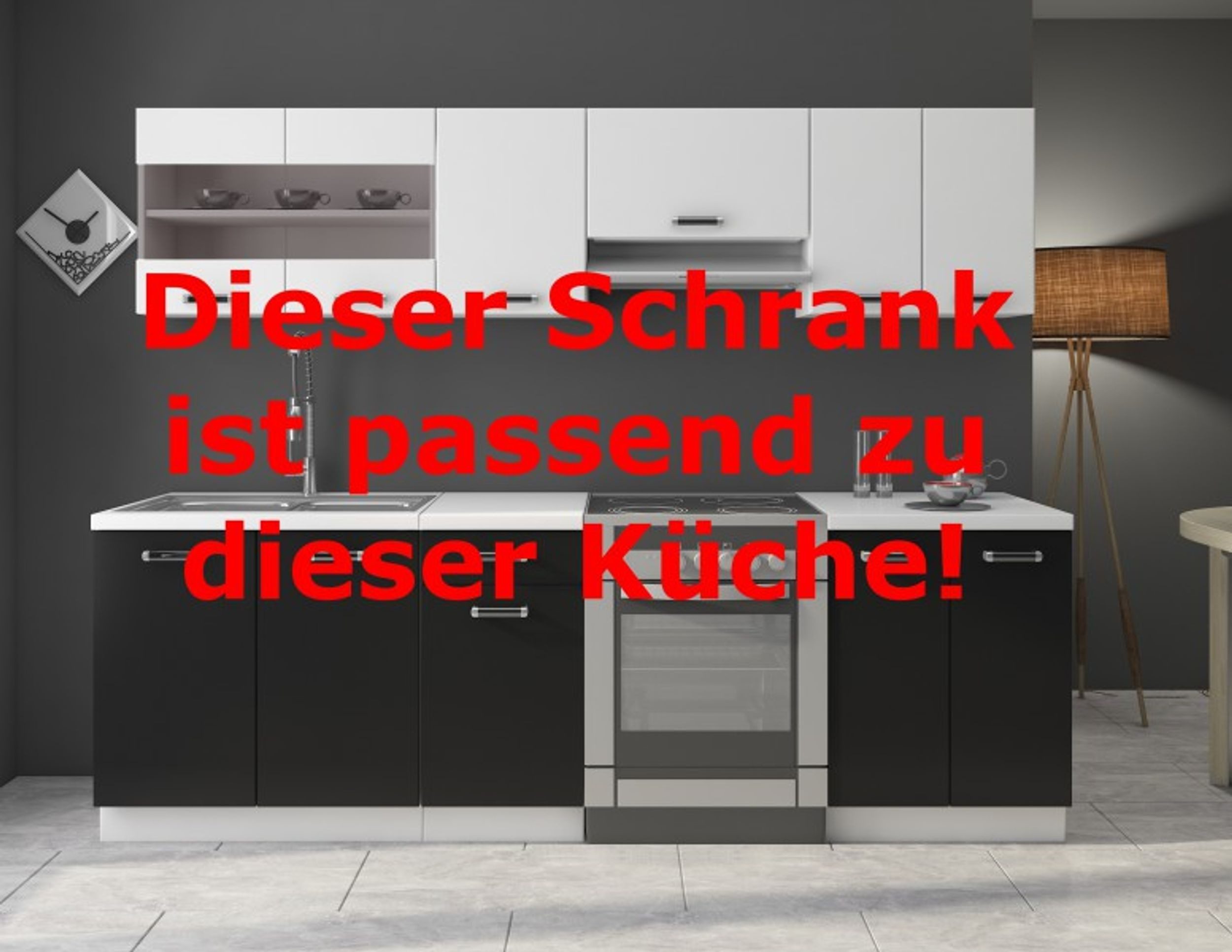 Küchen-Preisbombe Herdumbauschrank Herdunterschrank 60 Küche OMEGA Küchenzeile Küchenblock Schwarz Weiss – Bild 3 von 5