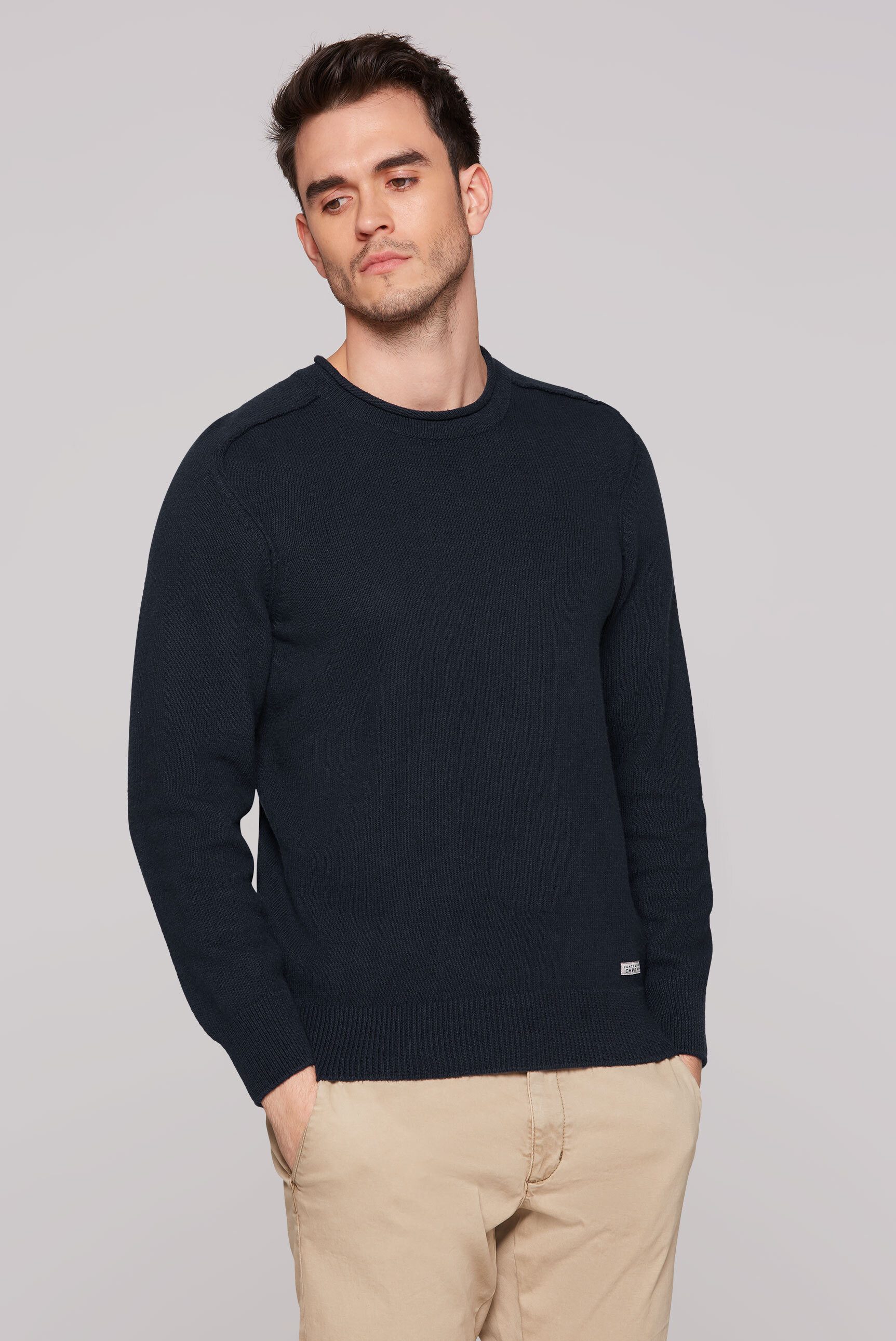 CMPD Rundhalspullover mit Rollkante am Rundhalsausschnitt
