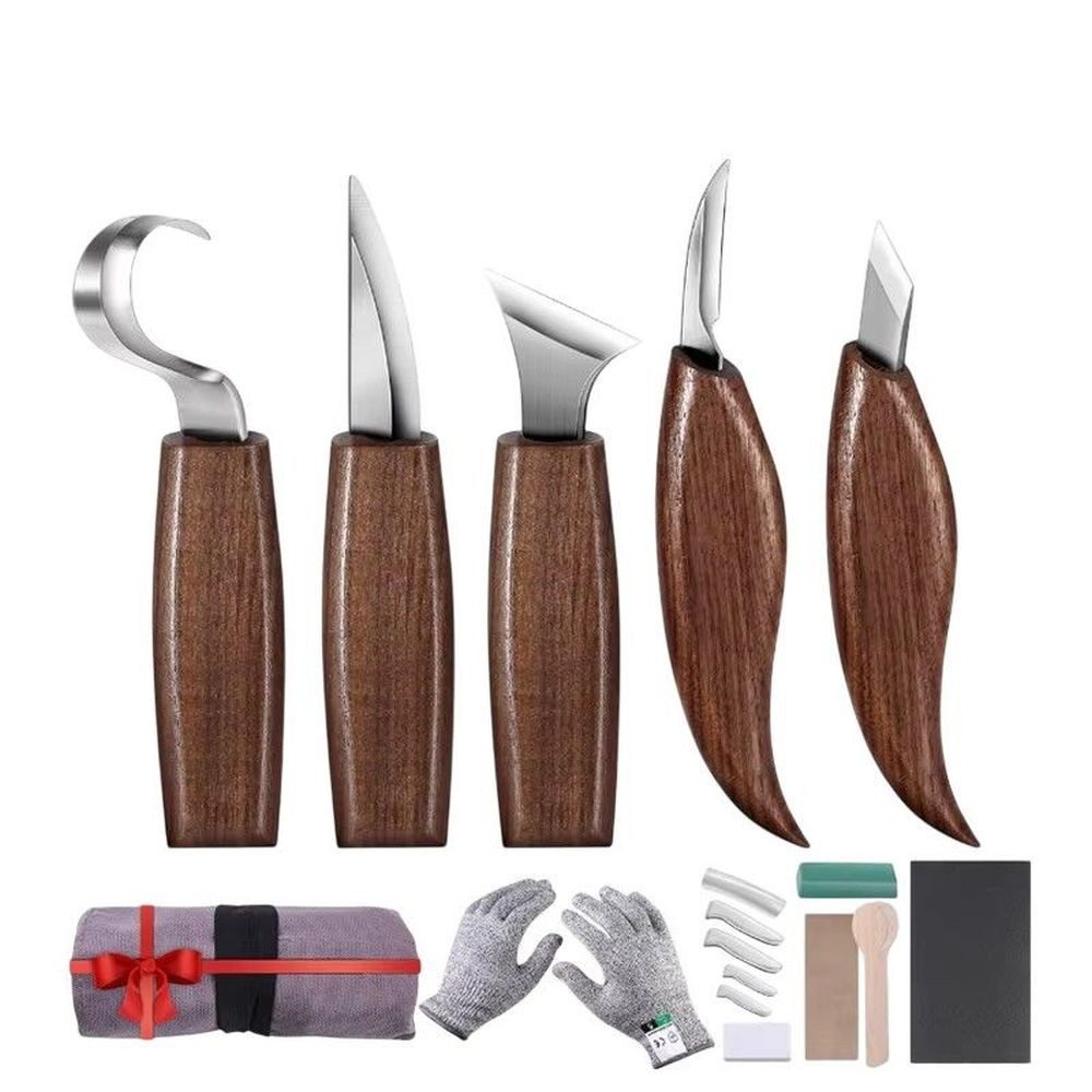 Beitelsatz Holzschnitzwerkzeug Set 12-tlg mit Stechbeitel und Schnitzmesser DE.
