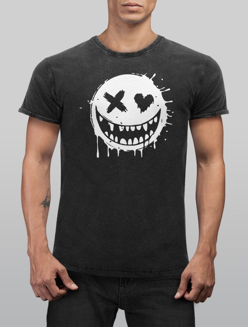 Neverless Print-Shirt Herren Vintage Shirt Print günstig online kaufen
