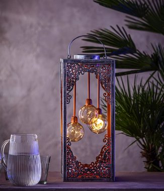 Dehner LED Solarleuchte Solar-Laterne Marsa, verschiedene Größen, Metall, Warmweiß, romantische LED-Laterne mit orientalischen Ornamenten