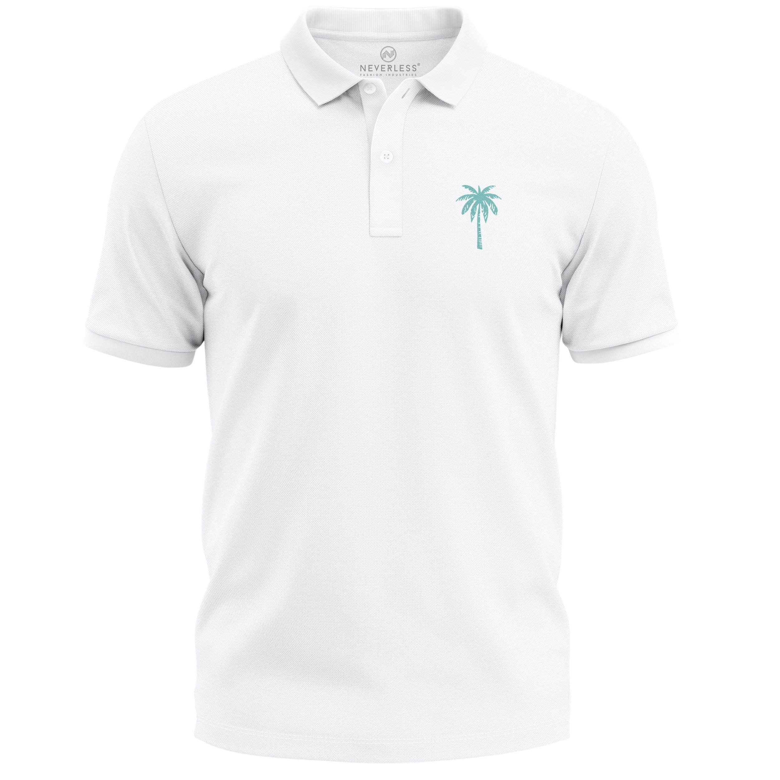 Neverless Poloshirt Poloshirt Herren mit Palmen-Logo günstig online kaufen