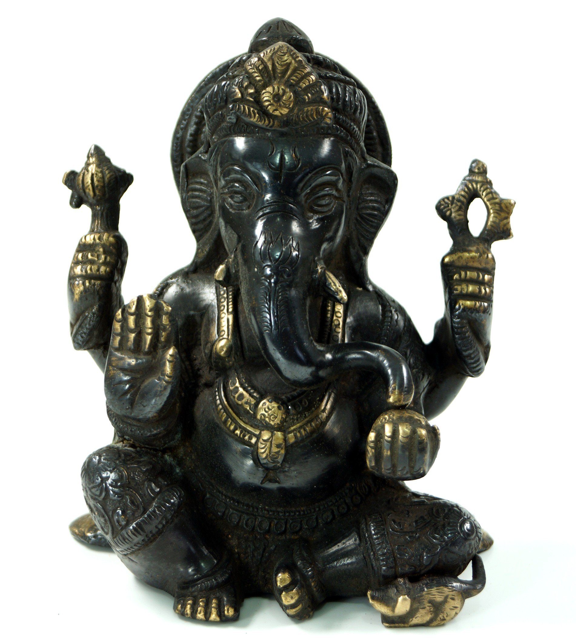Guru-Shop Dekofigur Messingfigur Ganesha Statue 15 cm - Motiv 25 | Dekofiguren