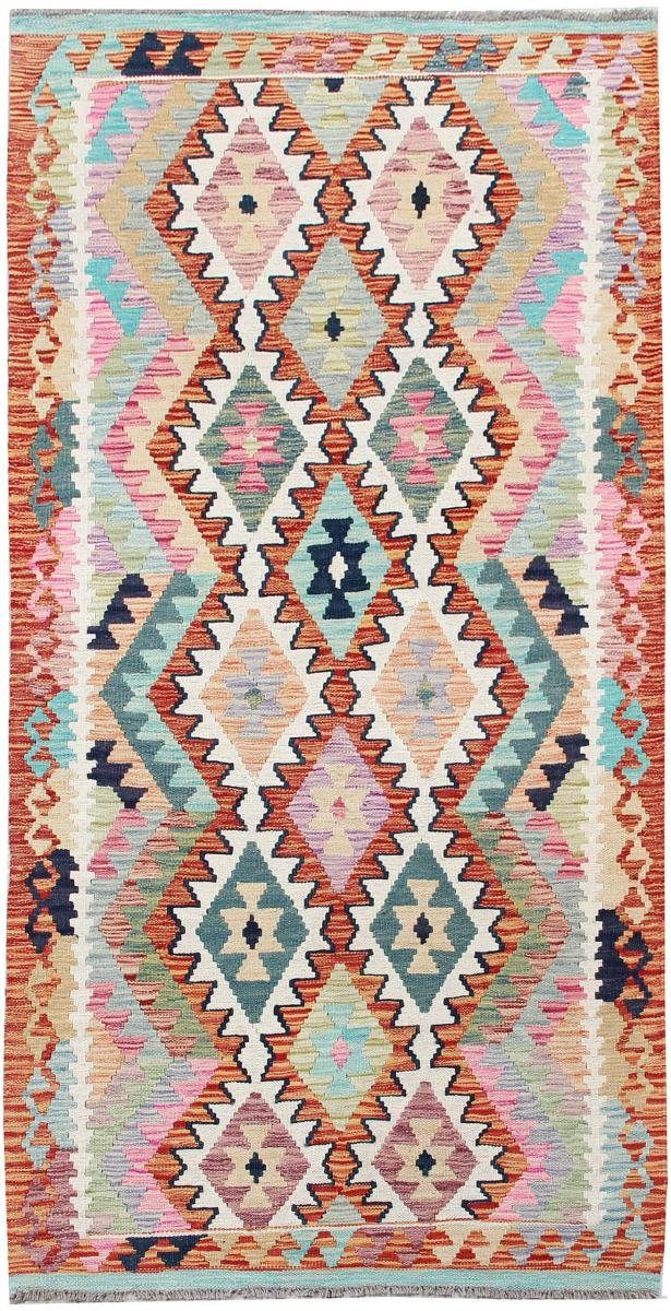 Orientteppich Kelim Afghan 105x202 Handgewebter Orientteppich Läufer, Nain Trading, rechteckig, Höhe: 3 mm
