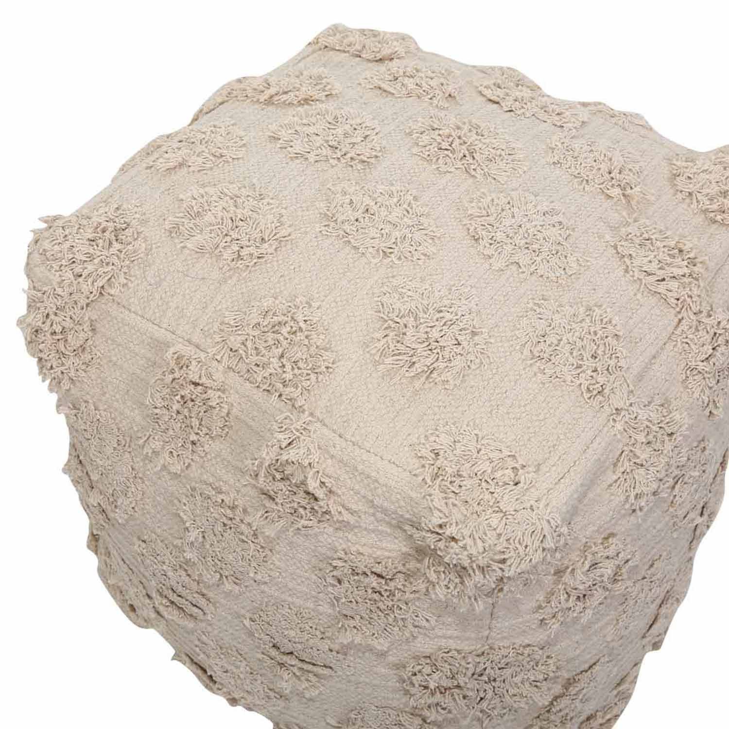 Casa Moro Pouf Boho Sitzhocker Lara cream beige Polsterhocker Pouf aus Baumwolle, mit abnehmbarem Bezug