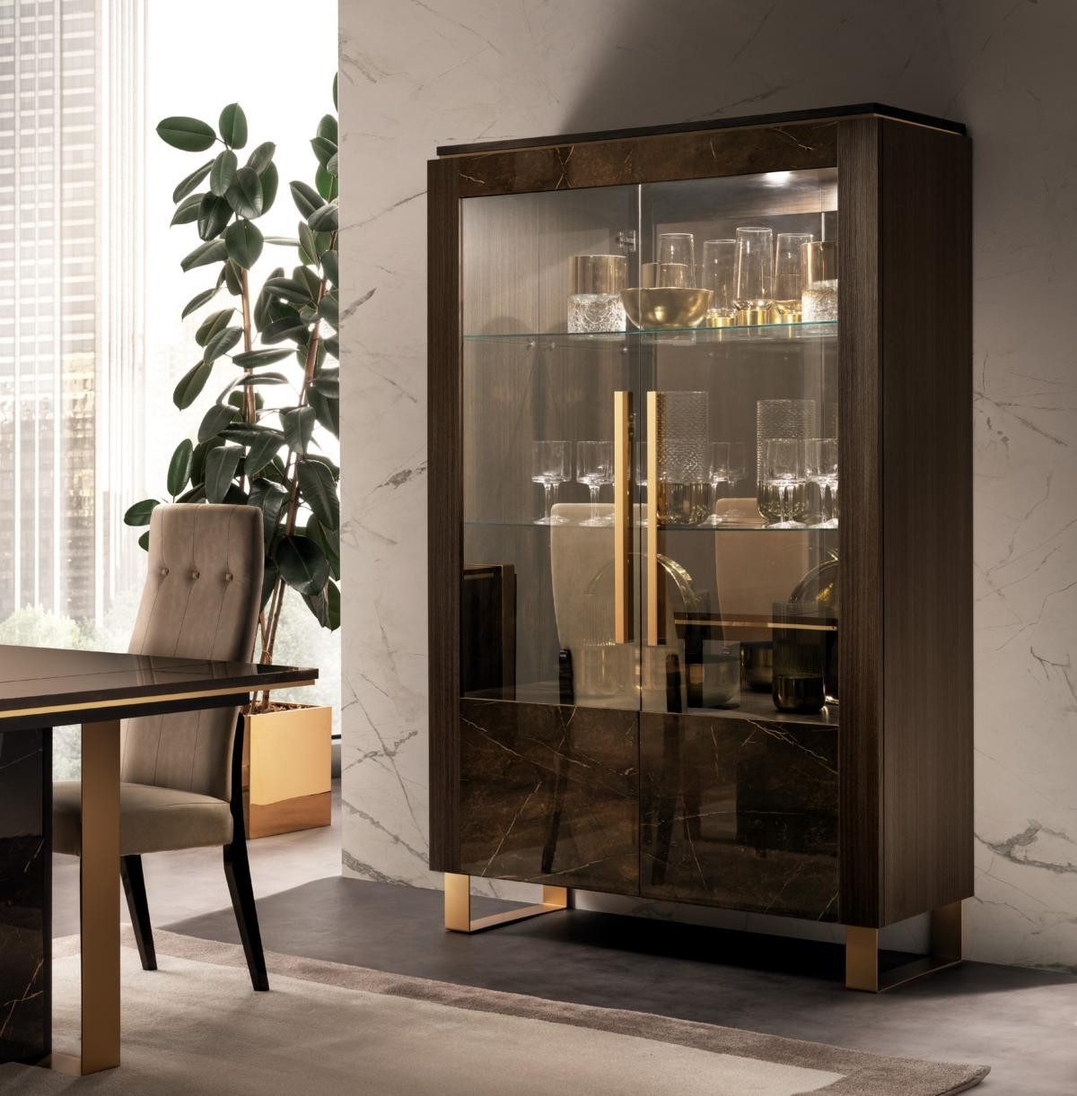 Xlmoebel Wohnwand Luxus Vitrine im italienischen Stil von Arredo Classic, (1-St), Made in Europa