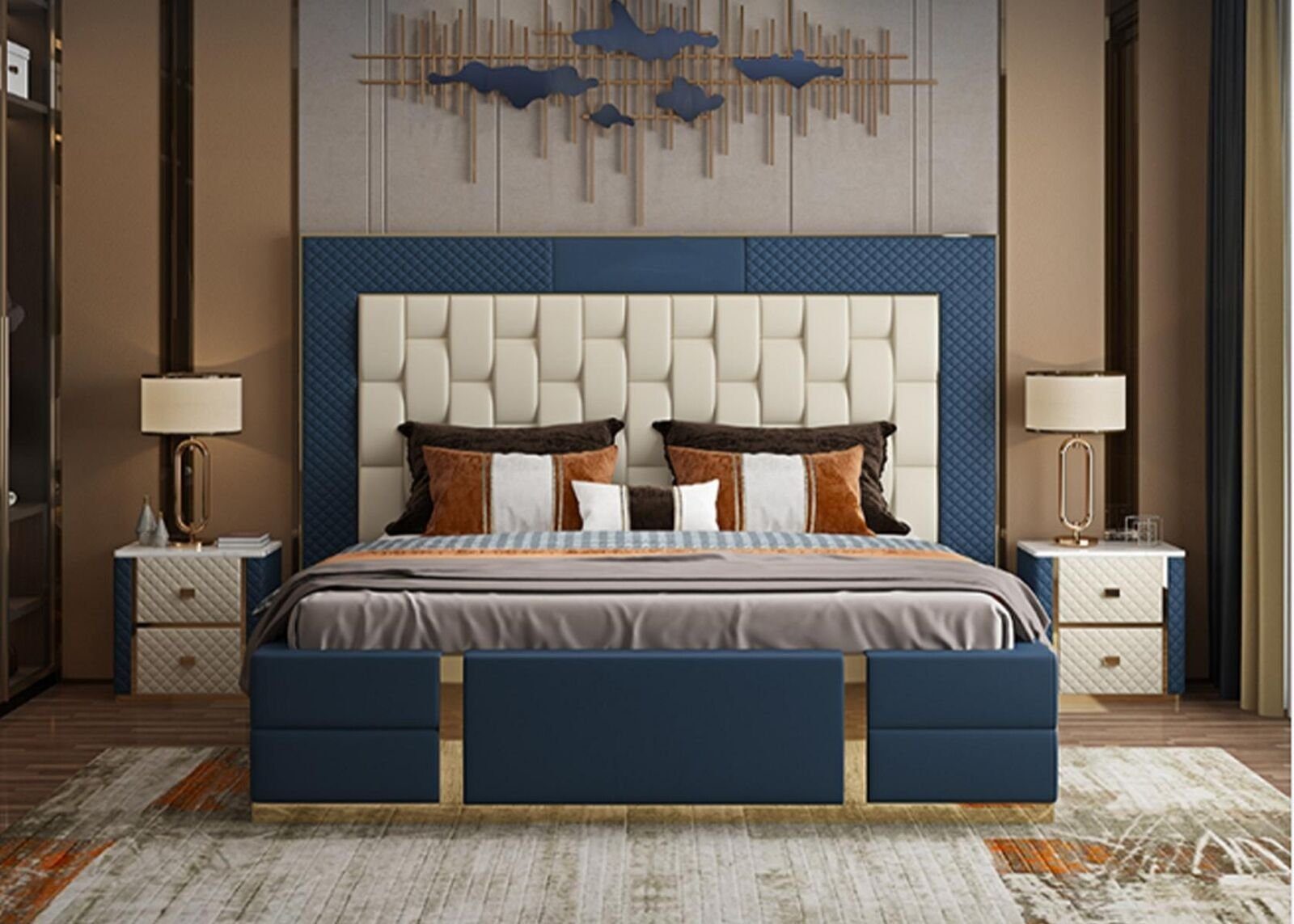 JVmoebel Bett Design Schlafzimmer Modern Betten Bett Doppelbett Hotel Luxus (1-tlg., 1x nur Bett ohne Nachttische), Made in Europa