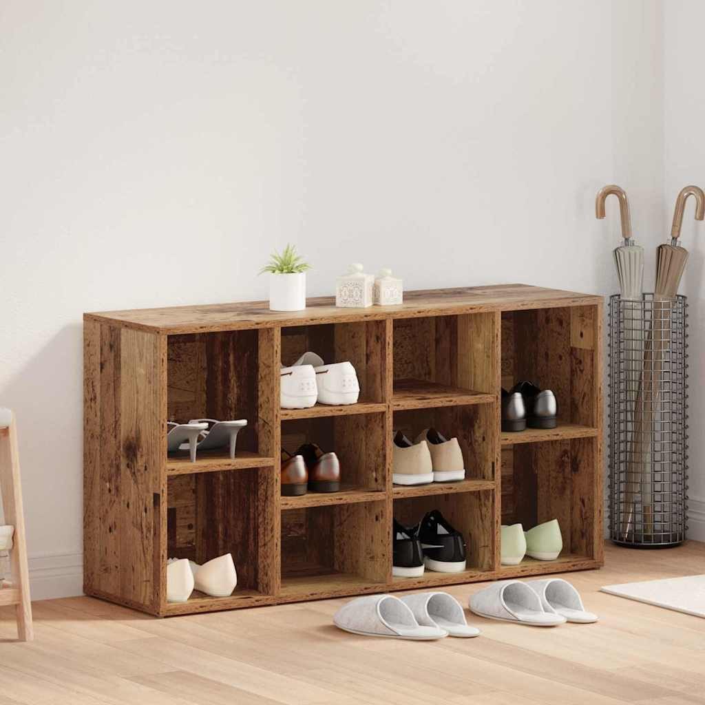 vidaXL Schuhregal Schuhbank 103 x 30 x 54,5 cm Holzwerkstoff Altholz, 1-tlg.