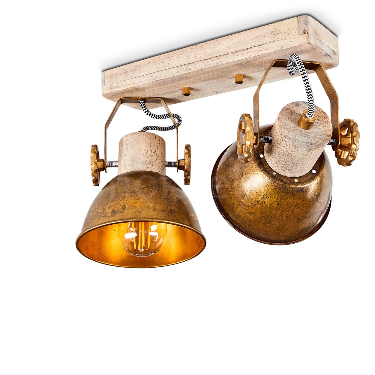 hofstein Deckenleuchte »Cotes« 2-flammiger aus Holz und Metall in bronzefar günstig online kaufen