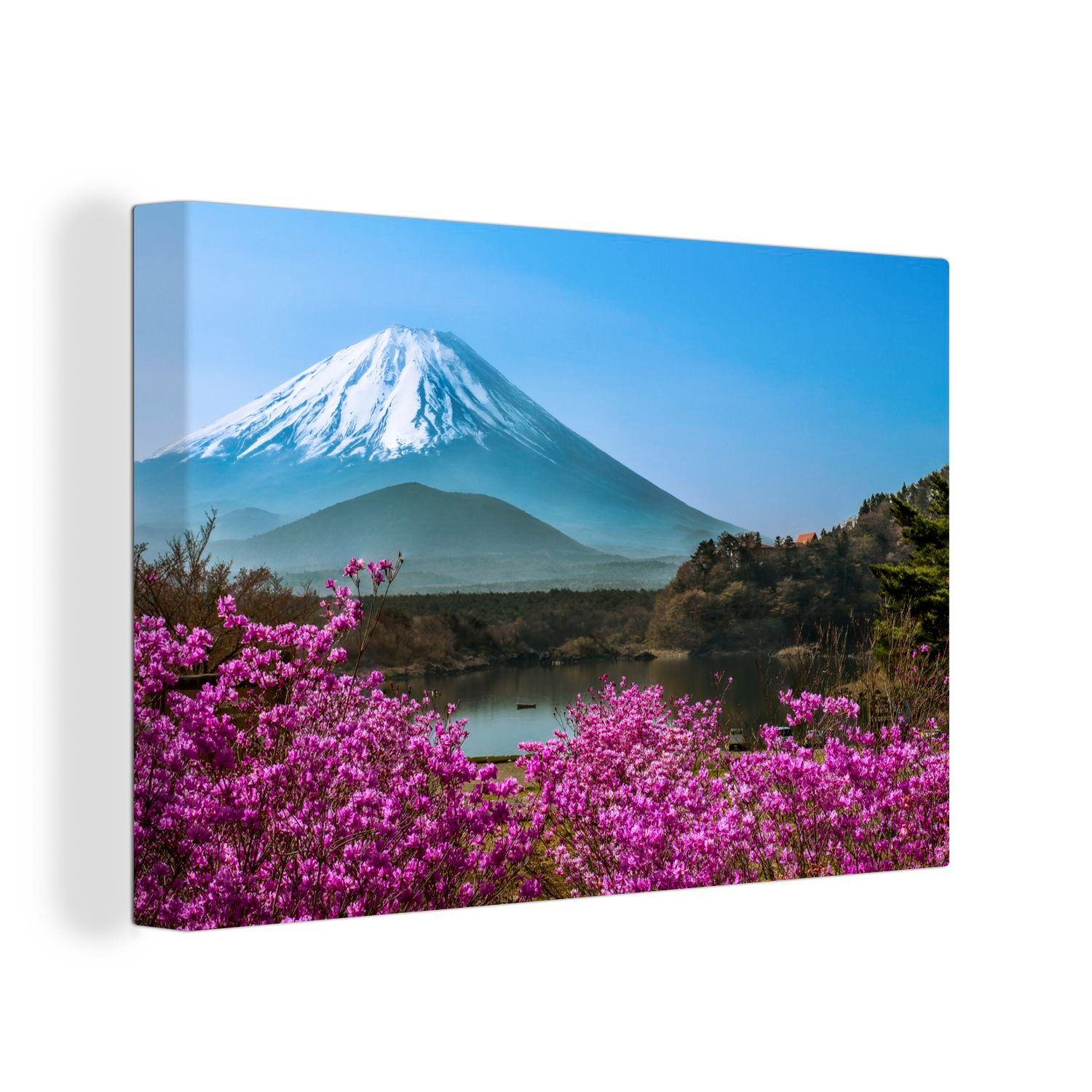 OneMillionCanvasses® Leinwandbild Farbenfrohes Foto vom Berg Fuji in Asien, (1 St), Wandbild Leinwandbilder, Aufhängefertig, Wanddeko, 30x20 cm