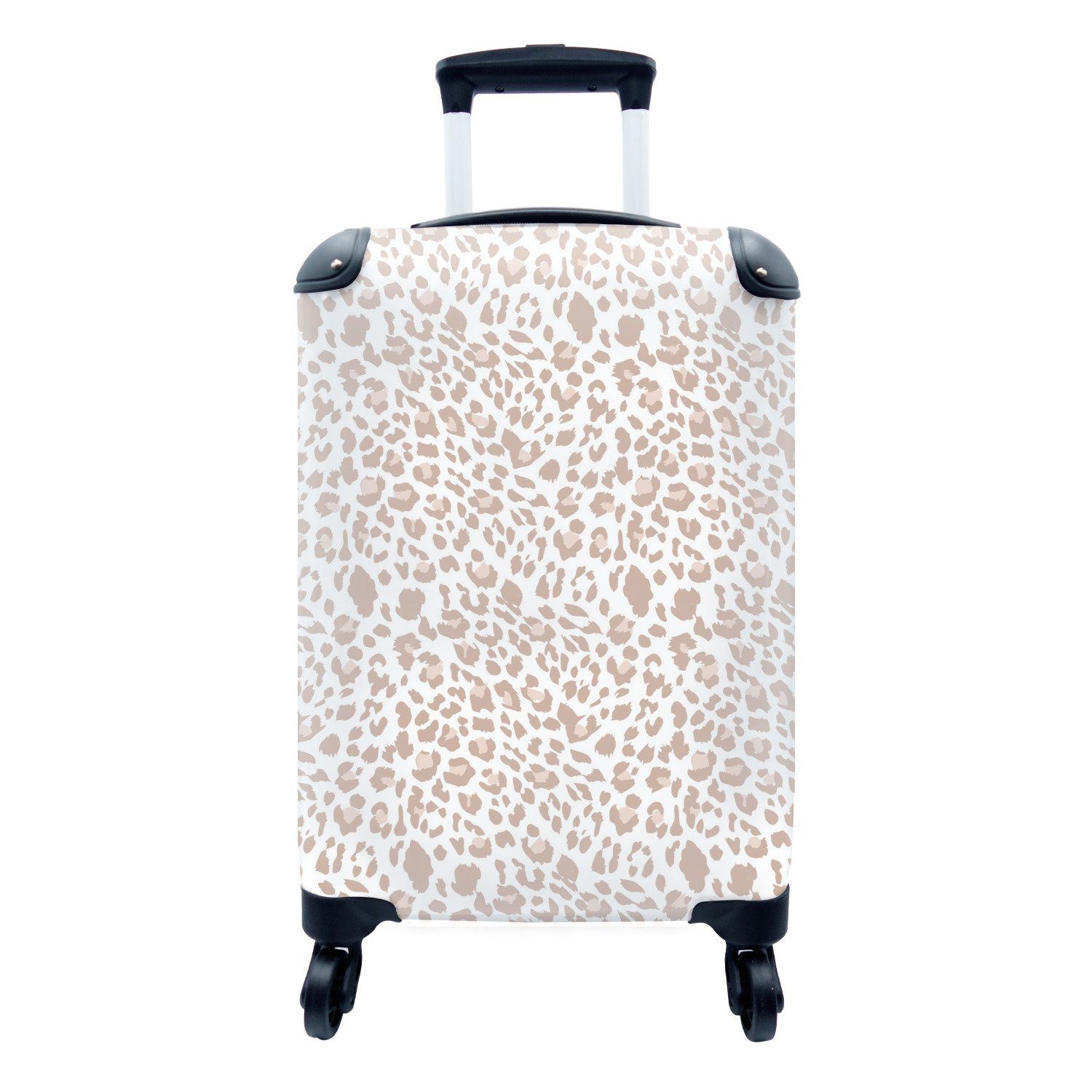 MuchoWow Handgepäckkoffer Druck - Safari - Weiß - Rosa, 4 Rollen, Reisetasche mit rollen, Handgepäck für Ferien, Trolley, Reisekoffer