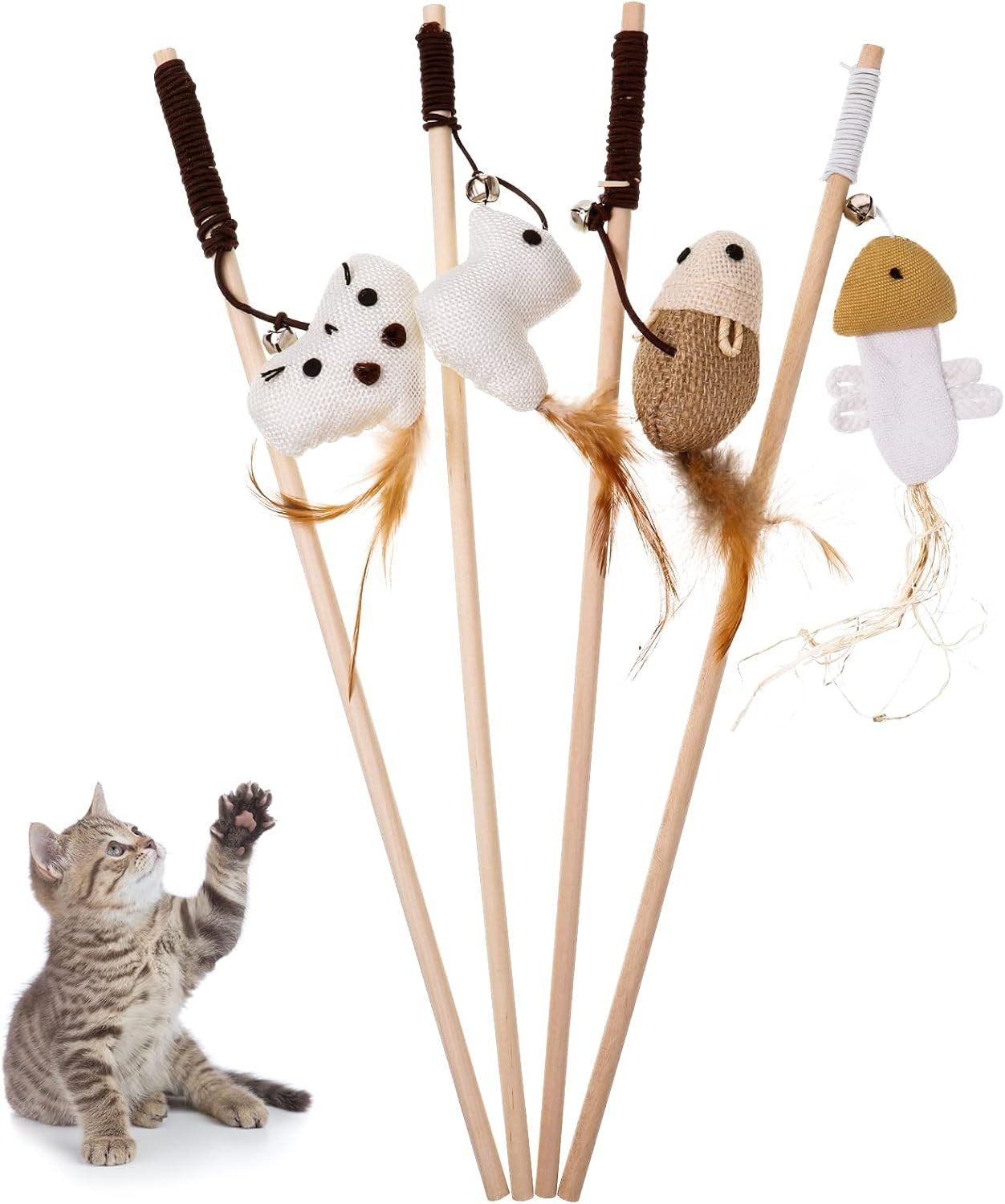 Beaface Tier-Beschäftigungsspielzeug 4 Stück Katzenspielzeug Katze Spielzeu günstig online kaufen