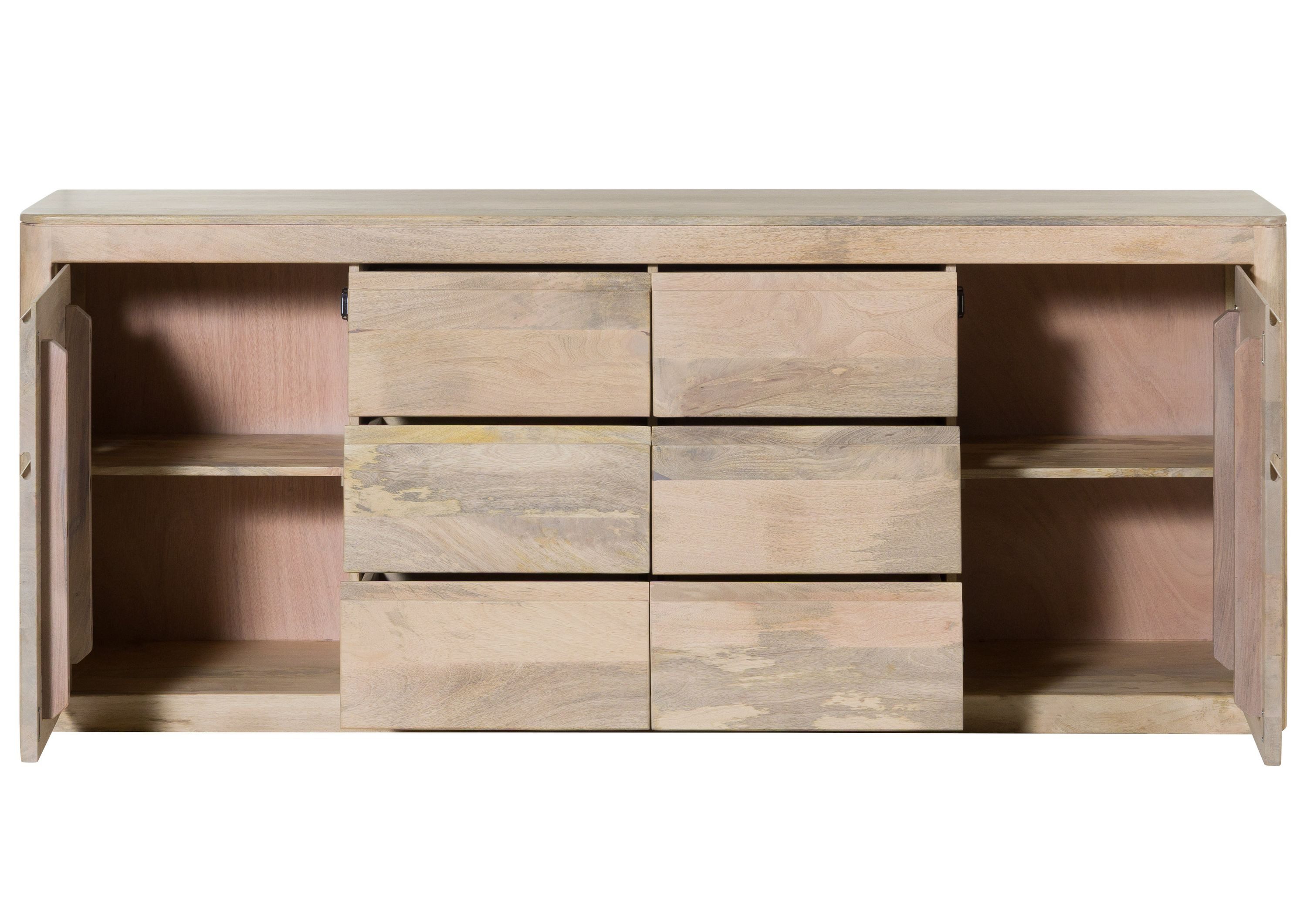 Massivmoebel24 Sideboard TORONTO (Massivholz), Mango 200x40x80 weiß lackiert TORONTO #370