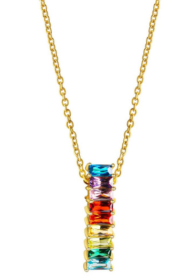 Firetti Kette mit Anhänger Schmuck Geschenk Silber 925 Halsschmuck Halskette  Regenbogen, zu Kleid, Shirt, Jeans, Sneaker! Anlass Geburtstag Weihnachten,  Echtschmuck Echtsilber Silberschmuck Silber 925 - vergoldet