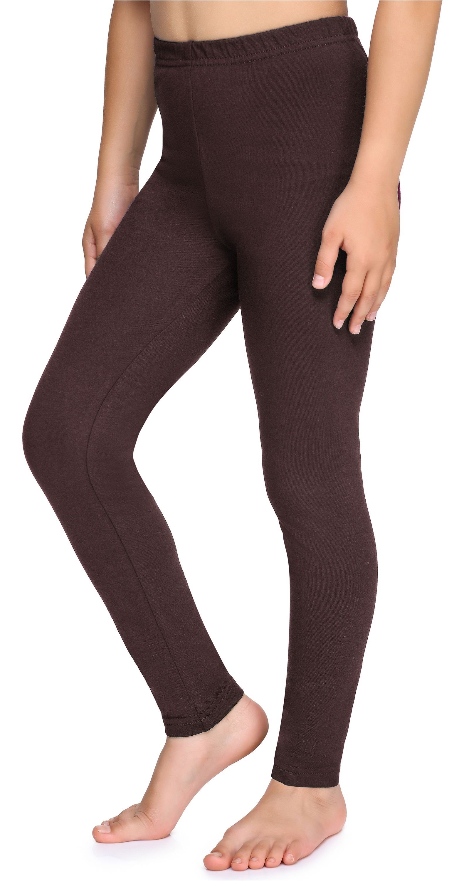 Bund Merry Style Lange (1-tlg) aus Baumwolle elastischer Braun Leggings MS10-225 Mädchen Leggings