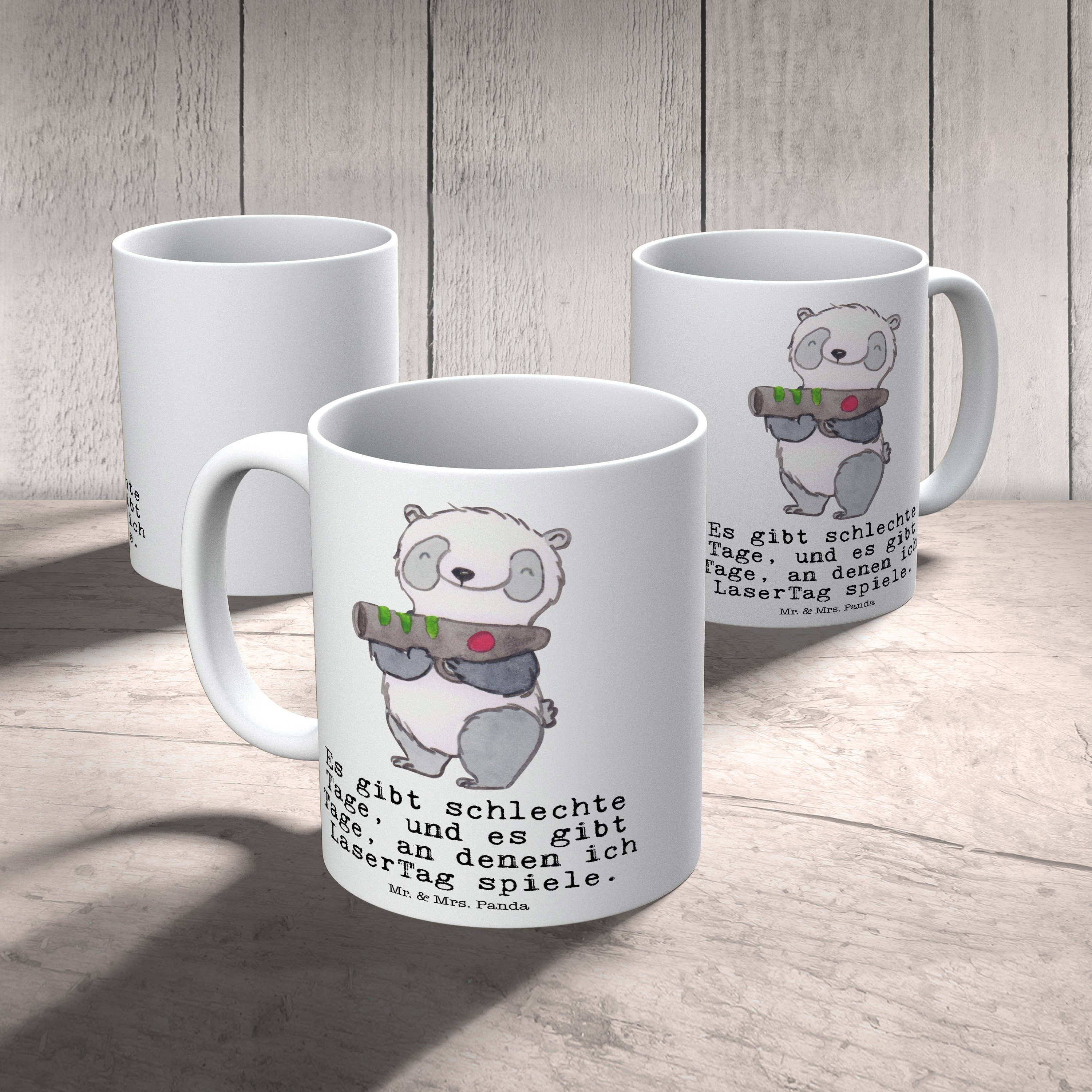 Keramik Geschenk, Mrs. Kaffeetasse, Tasse - Becher, & Mr. Geschenk, - Panda Tage Panda LaserTag Weiß