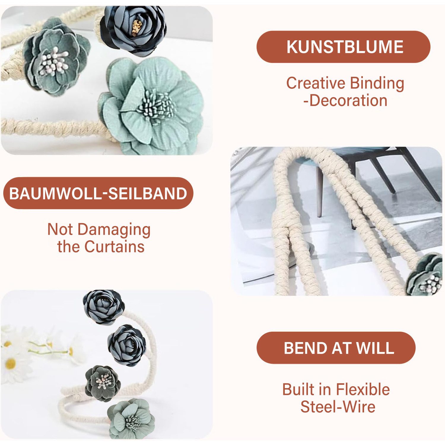 RWEUOQ Raffhalter Flower Tiebacks for Curtains, günstig online kaufen