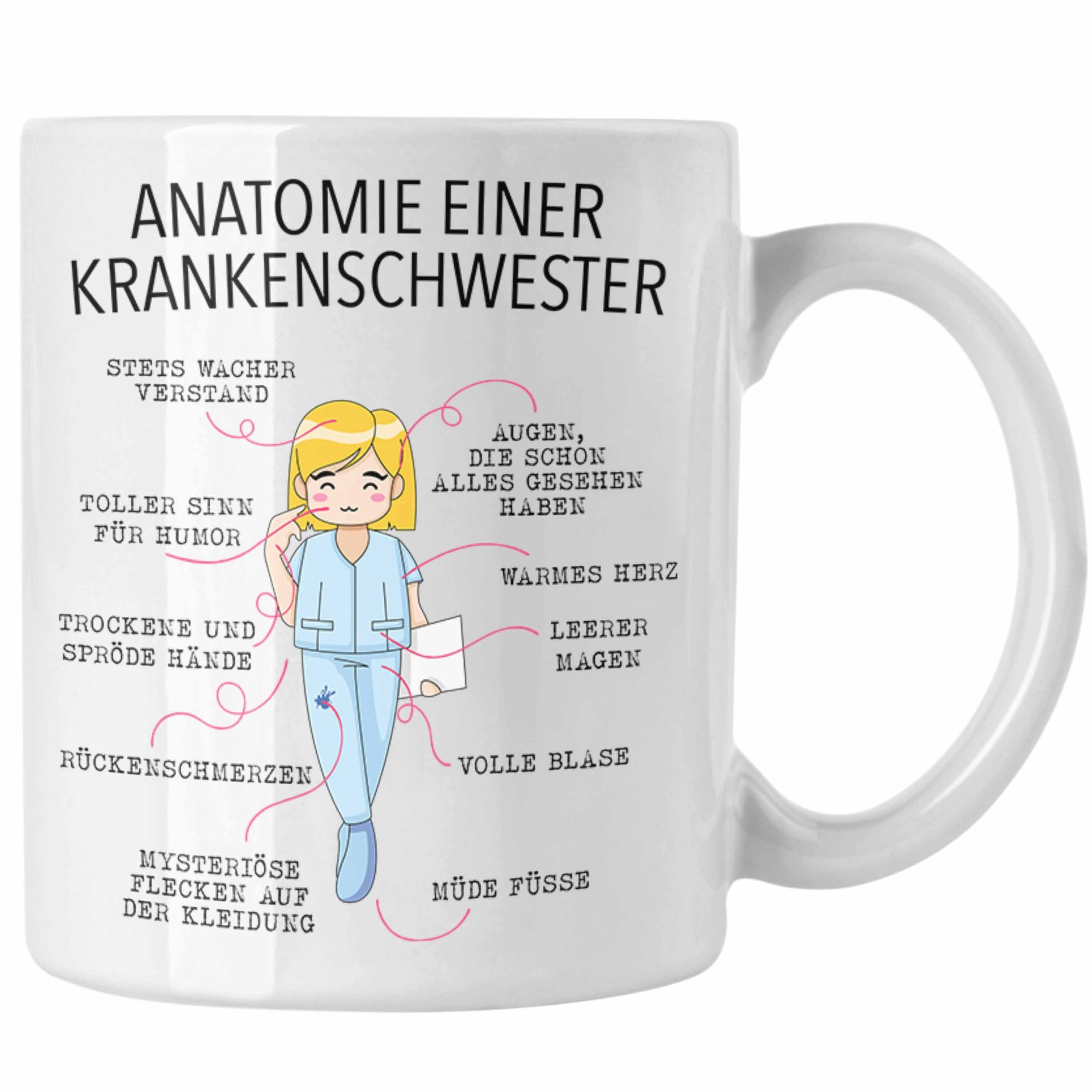 Weiss Krankenschwester Krankenhaus - Tasse Krankenschwester Anatomie Geschenkidee Trendation Beste Lustige Tasse Geschenk Trendation Ausbildung