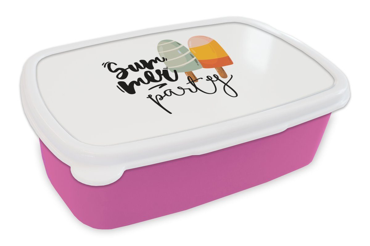 Sommer Brotdose Brotbox Kunststoff, - Snackbox, rosa (2-tlg), Eiscreme - für Mädchen, Kunststoff Erwachsene, Grau, Kinder, MuchoWow Lunchbox