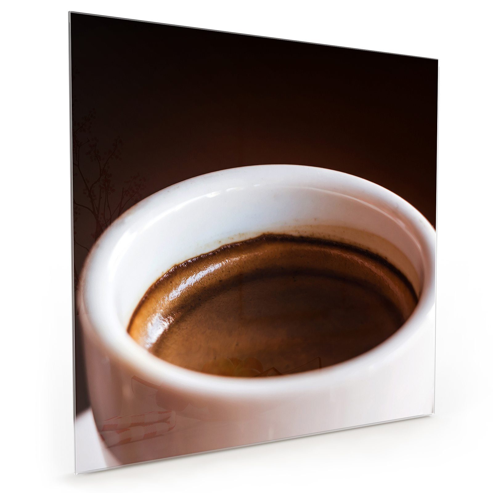 Primedeco Küchenrückwand Spritzschutz Glas Espresso in Tasse