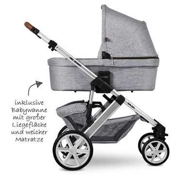 ABC Design Kombi-Kinderwagen Salsa 4 - Graphite Grey, (7-tlg), 2in1 Kinderwagen Buggy Set mit Babywanne, Sportsitz, Regenschutz