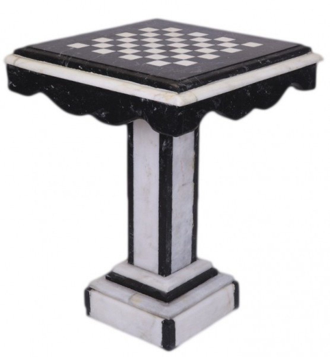 Jugendstil Luxus - Gamingtisch Schach Dame Spieltisch Möbel Schwarz Antik Weiss Deco Barock Tisch Casa - Art Marmor Padrino Stil /