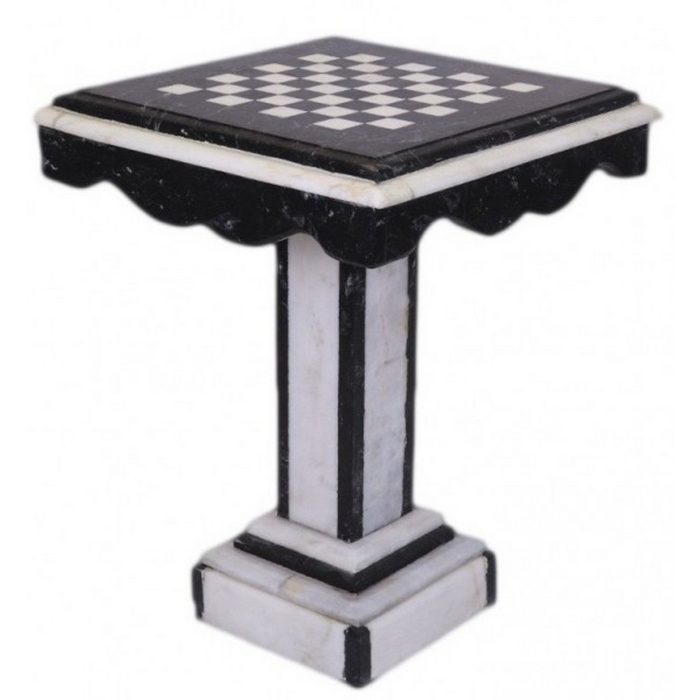 Casa Padrino Gamingtisch Luxus Barock Spieltisch Schach / Dame Tisch Marmor Schwarz - Weiss - Möbel Antik Stil Art Deco Jugendstil
