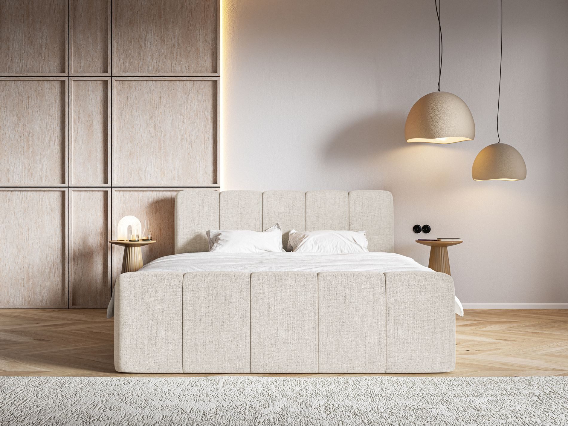 Selsey Boxbett CLOUDY II, Polsterbett mit Bettkasten, Matratze & Topper, Bouclé oder Chenille