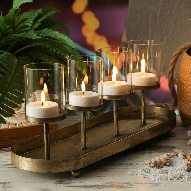 MARELIDA Kerzenhalter Kerzenständer Advent Kerzenhalter Kerzentablettt Adventskranz gold