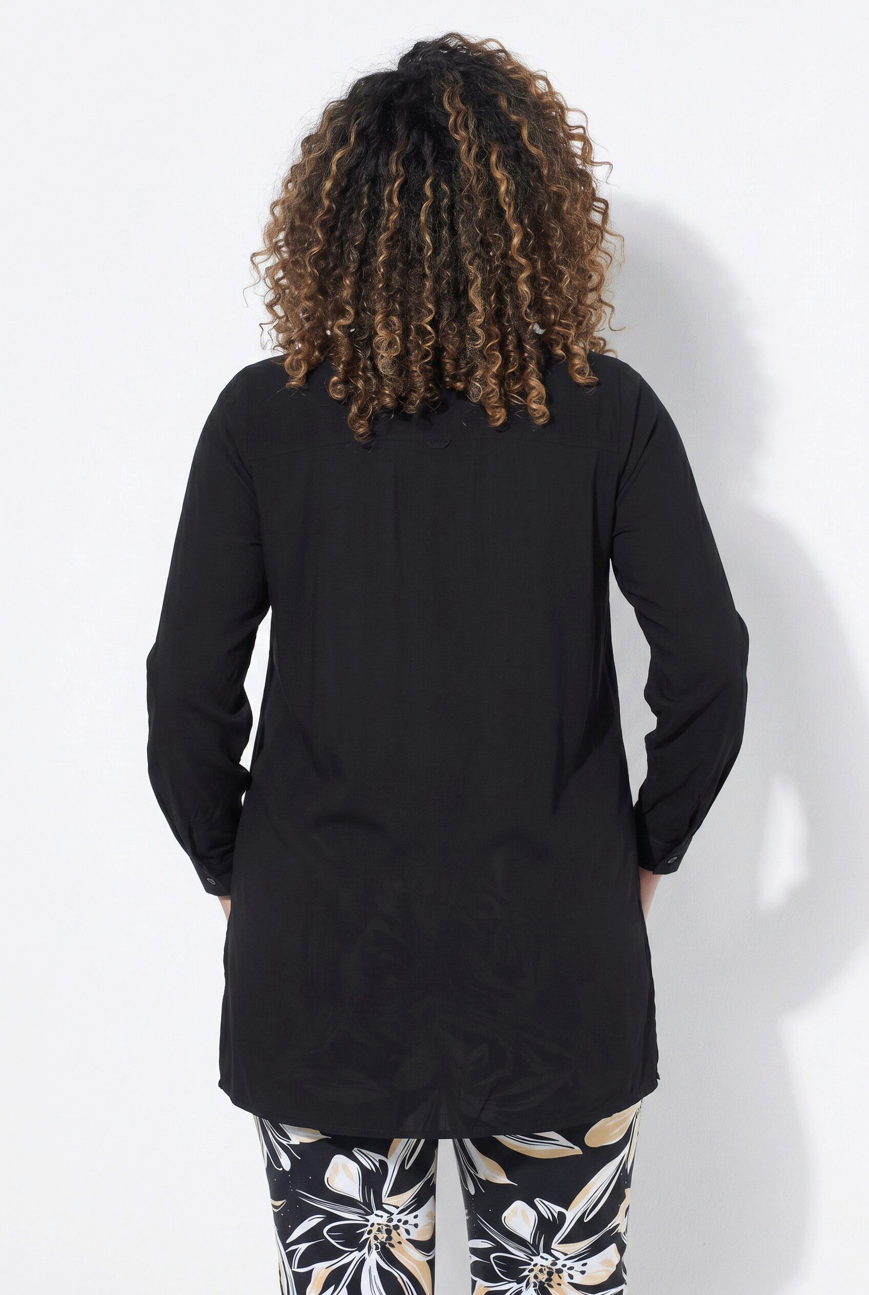MIAMODA Longbluse Bluse A-Linie Tunika-Ausschnitt Seitenschlitze