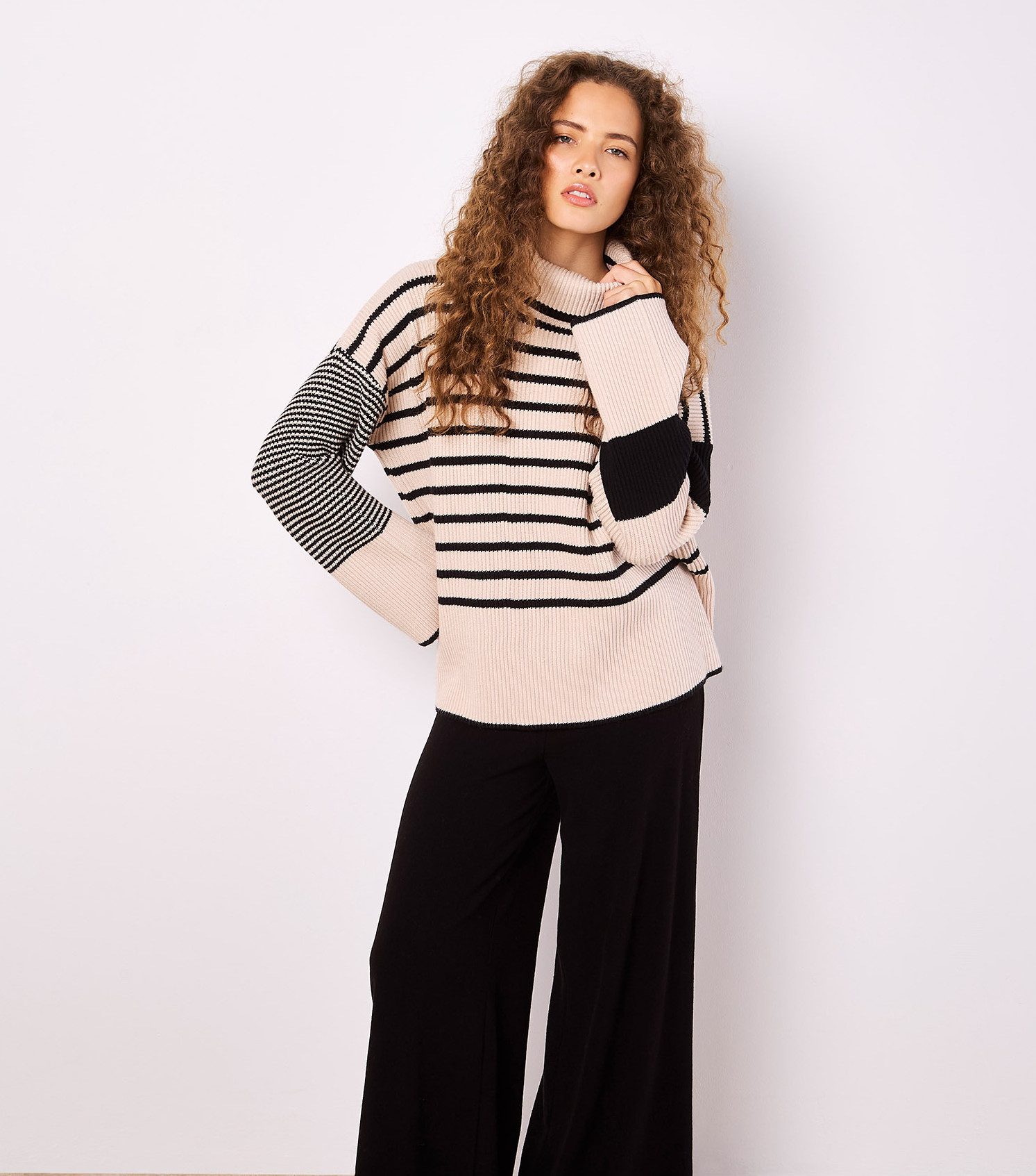 Apricot Strickpullover Strickpullover mit weitem Rollkragen günstig online kaufen