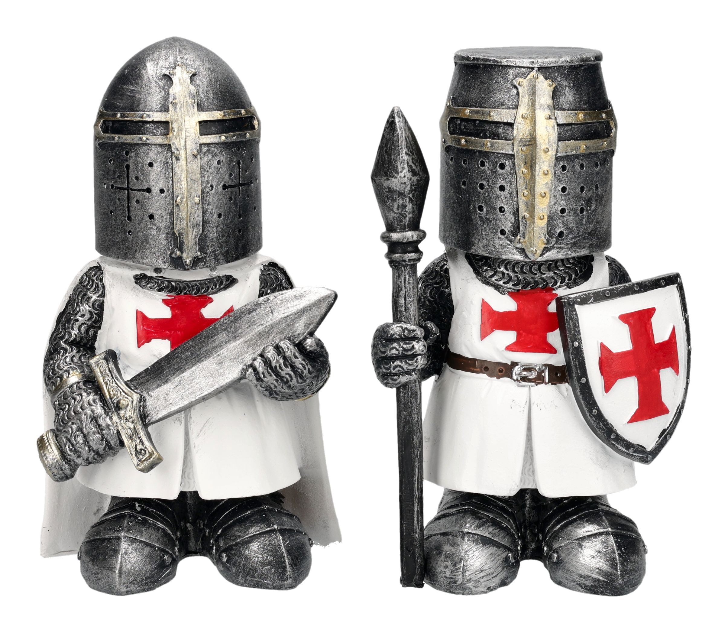 Figuren Shop GmbH Dekofigur Kreuzritter Figuren Set – Mittelalter Ritter Statue Deko 13.5 cm