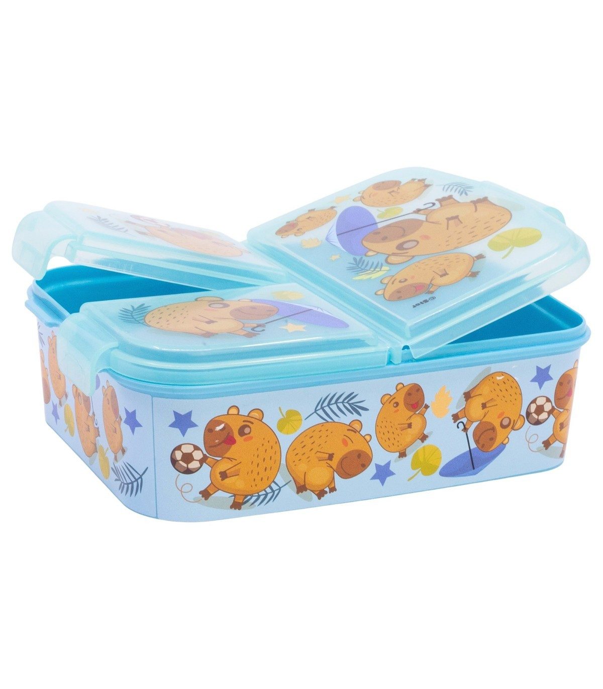 Stor Lunchbox Capibara Lunchbox Kinder Brotdose mit 3 Fächern Pausenbox, (Packung)