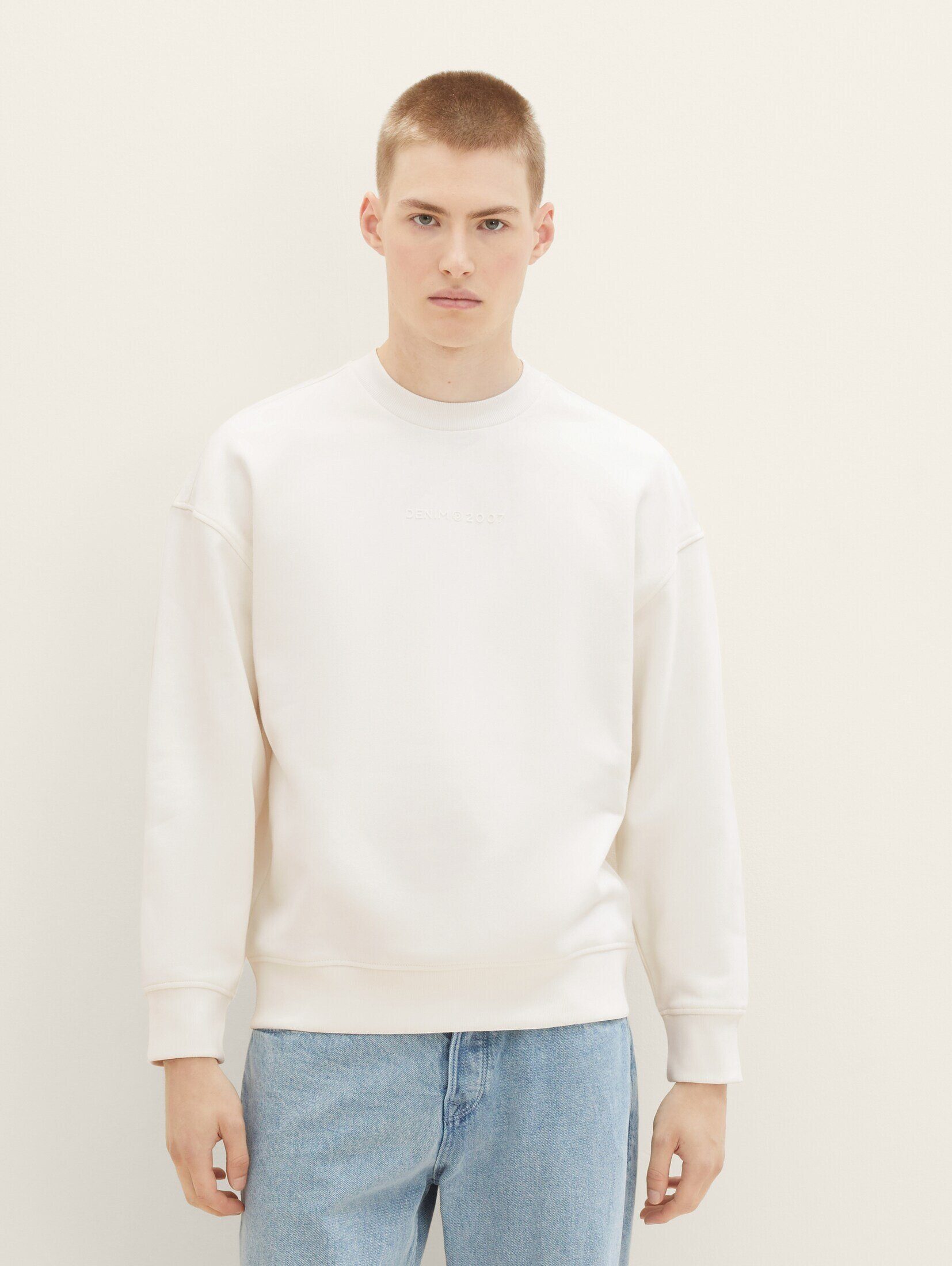 Relaxed Sweatshirt TAILOR Hoodie Denim TOM Wool White