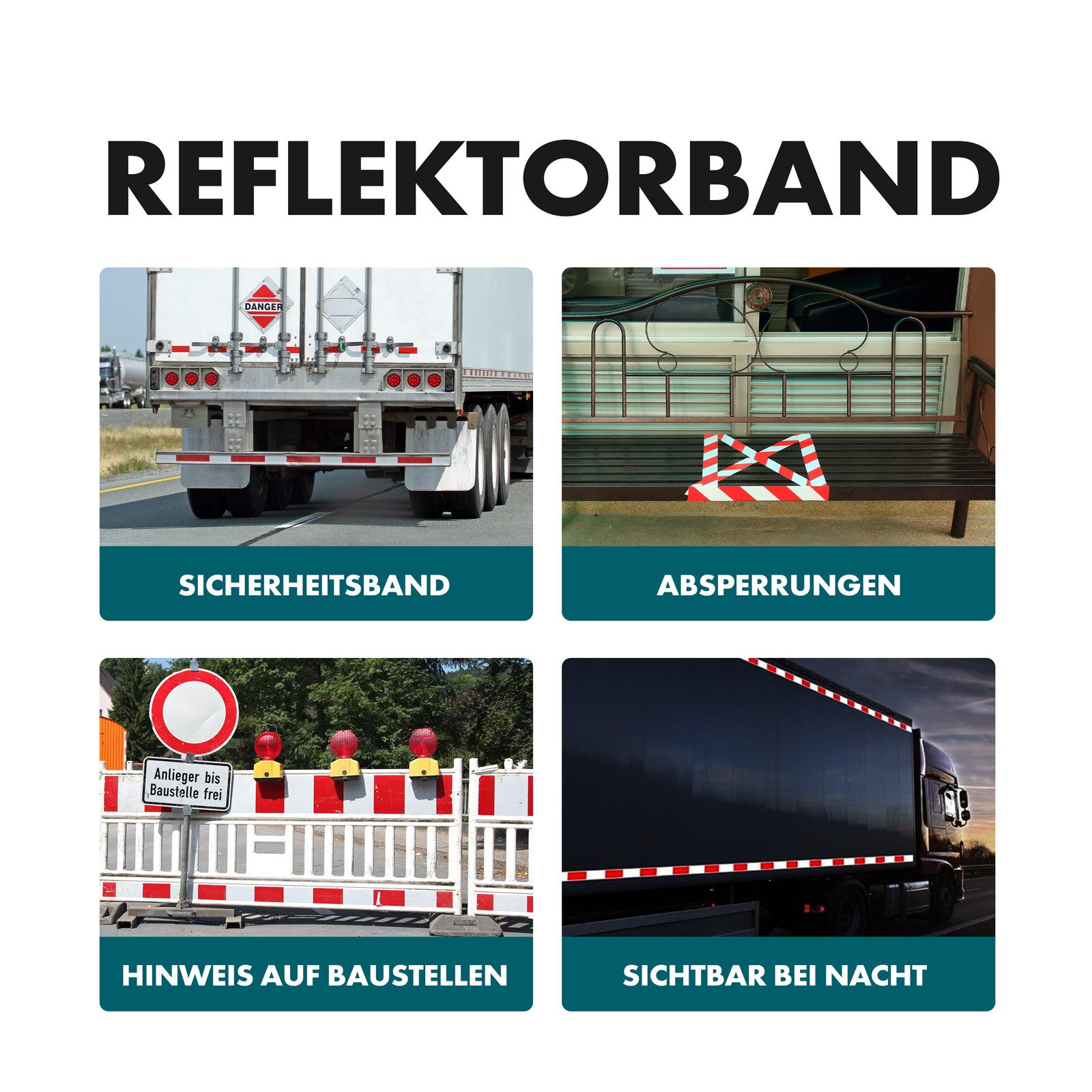 Karat Reflektorband Reflektierendes Klebeband, Selbstklebend & Wasserdicht, 5 cm x 10 m
