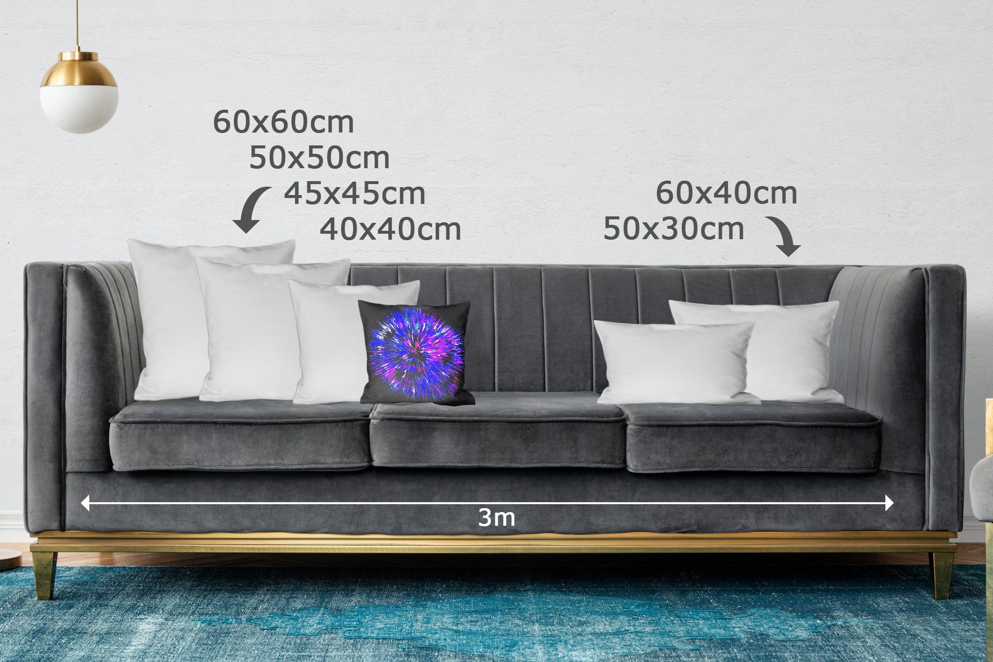 Violette Explosion, Form MuchoWow Füllung für Zierkissen Dekokissen Deko, in Sofakissen Schlafzimmer, Wohzimmer, Geometrie einer mit