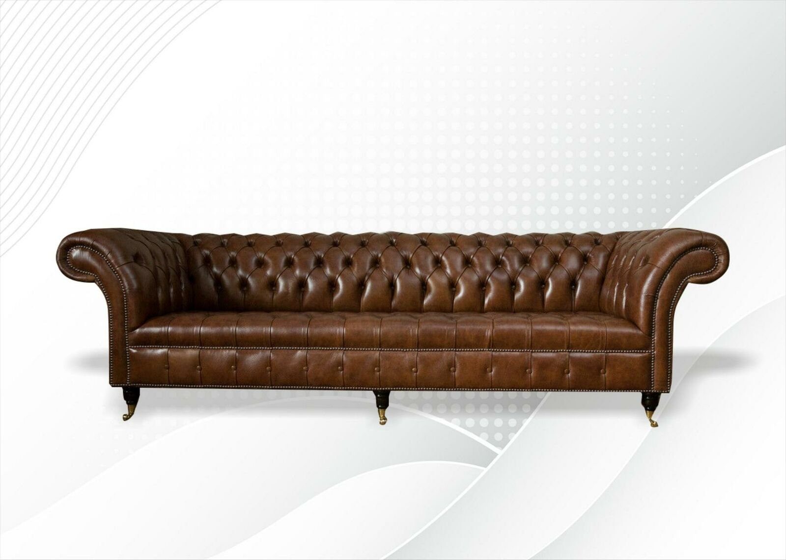 JVmoebel Chesterfield-Sofa, Chesterfield 4 Sitzer Modern Design Couchen Leder Sofa xxl big Möbel Braun sofas