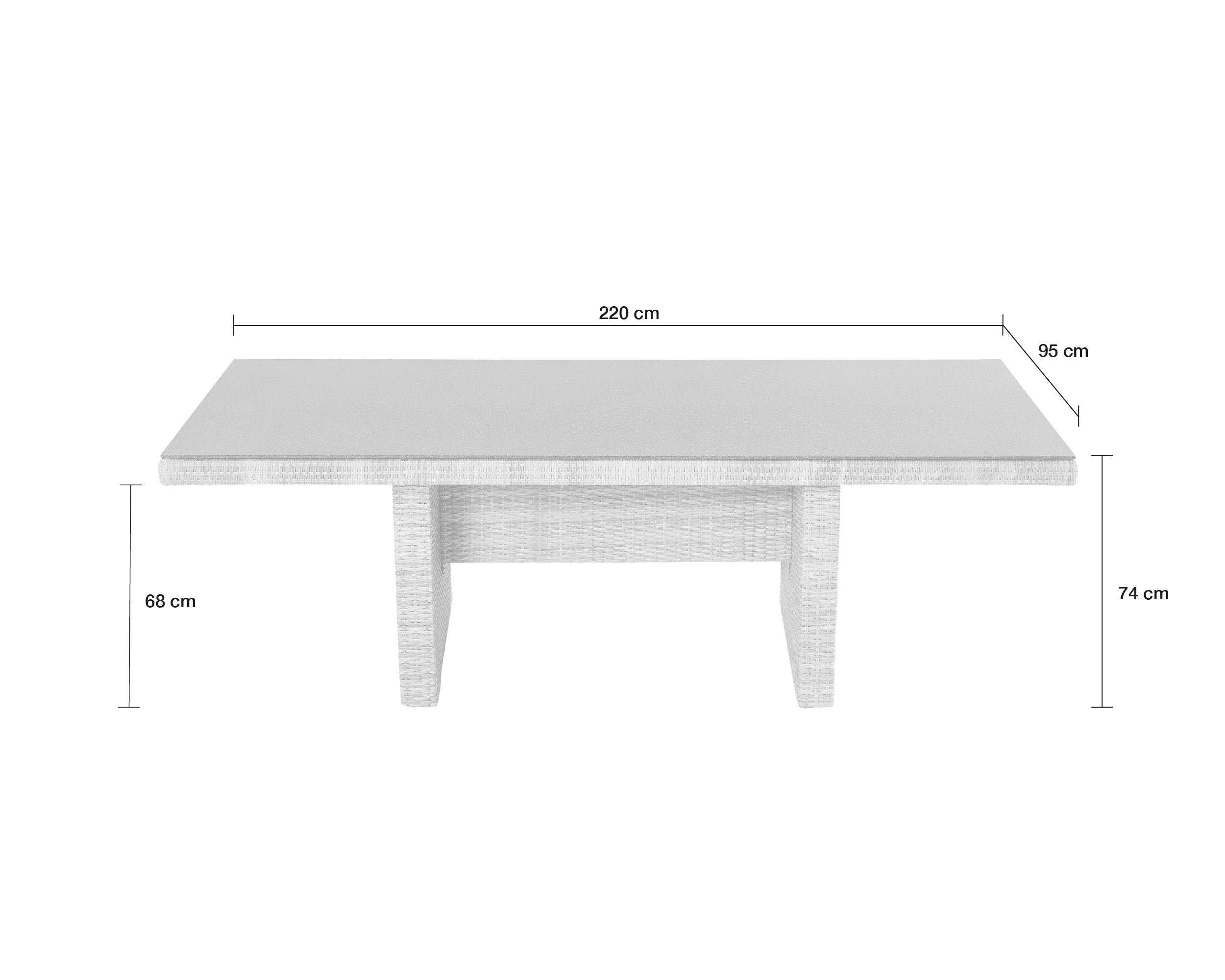 LC Garden Gartentisch Esstisch Roma Dining 220x95cm natur Gartentisch