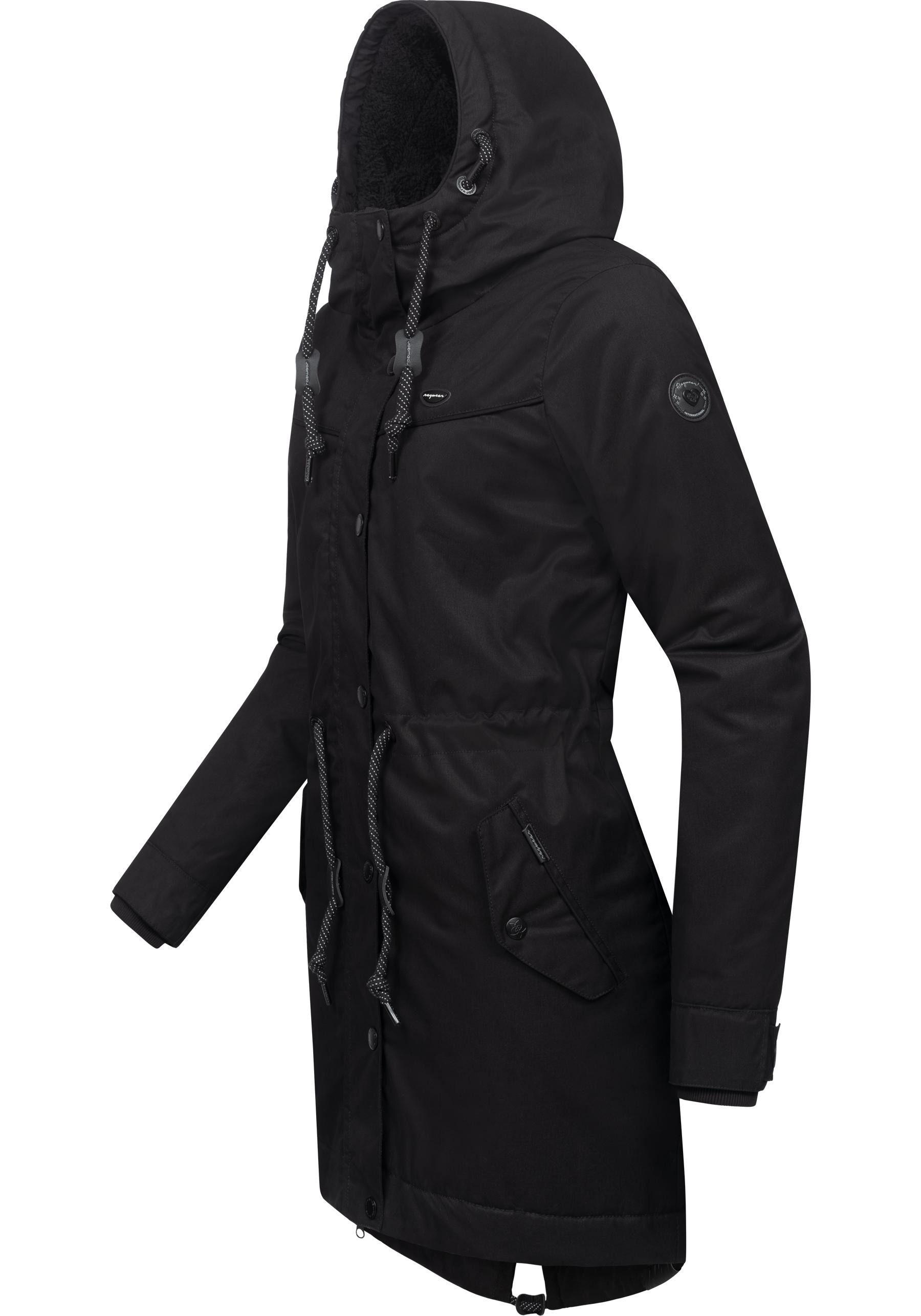 dark Winterjacke mit Ragwear Damen YM-Canny Kapuze Parka stylischer Kurzmantel