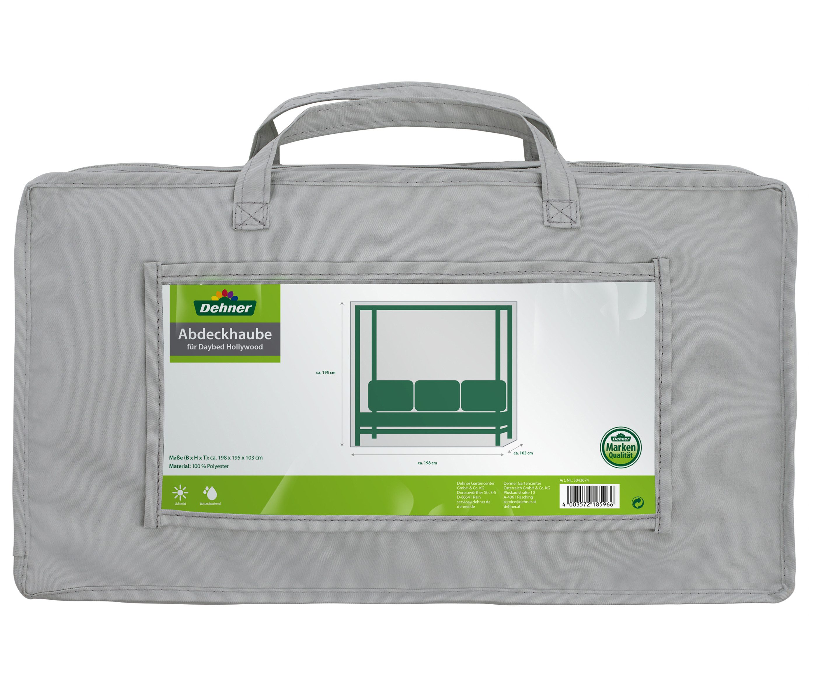 Dehner Gartenmöbel-Schutzhülle Abdeckhaube Daybed Hollywood, 195 x 100 x 195 cm, Schützen Sie Ihr Daybed mit dieser Hülle aus robustem Polyester