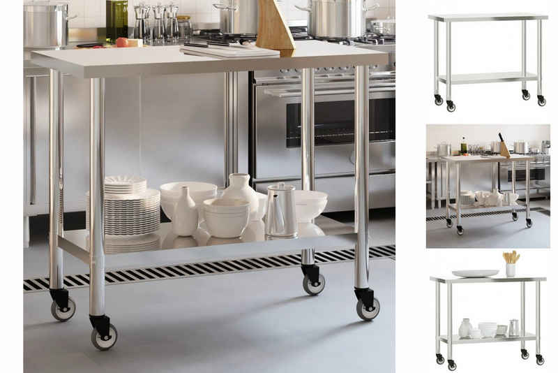 vidaXL Küchenwagen Küchenwagen Küchen-Arbeitstisch mit Rollen 110x55x85 cm Edelstahl