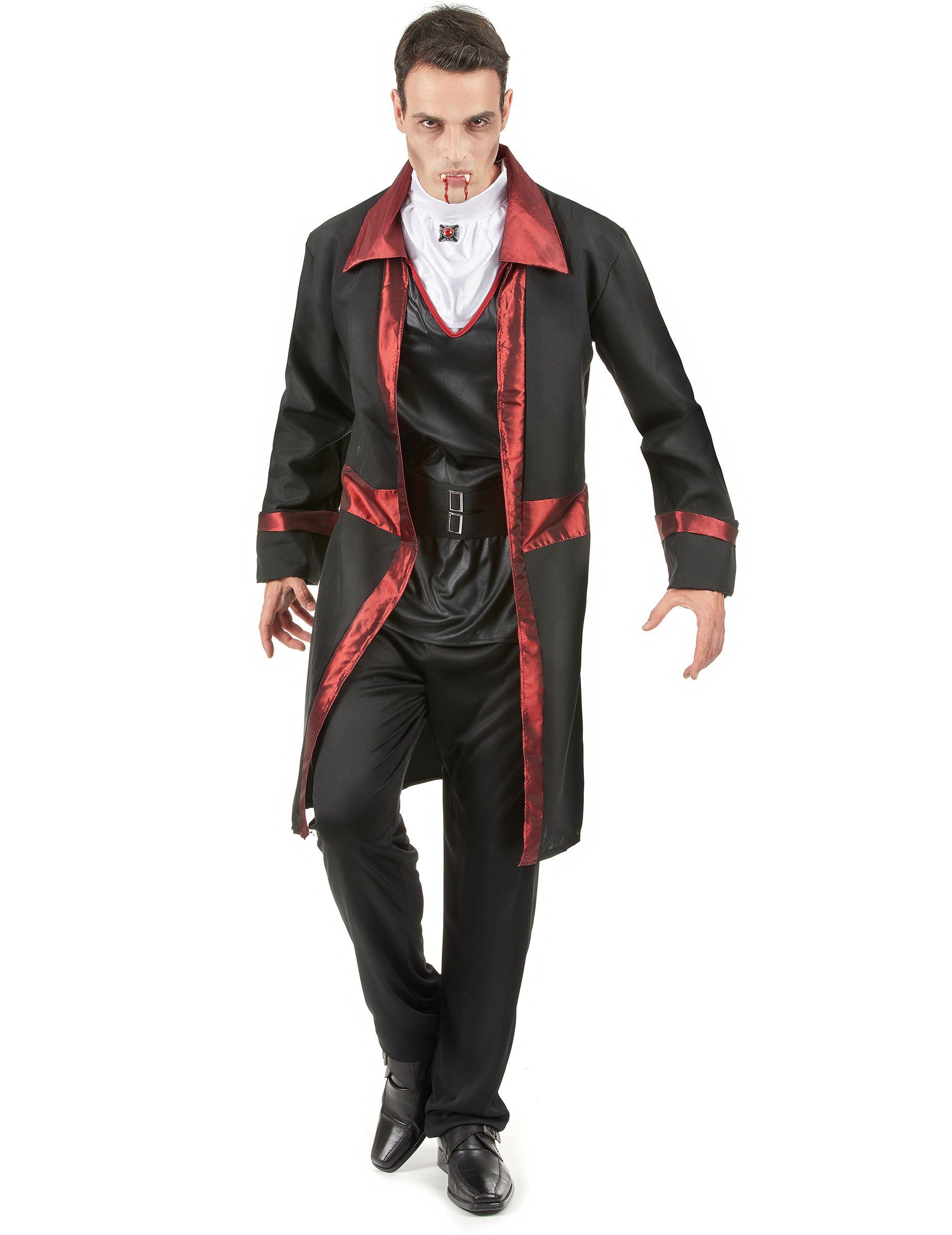 Kostüm Herrenkostüm Vampir Halloween schwarz-rot