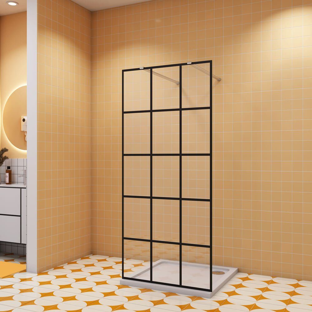 duschspa Duschwand 200cm ESG Glaswand Duschtrennwand Duschwand Walk in Dusche, Einscheibensicherheitsglas, Sicherheitsglas, (Set), Nano Glas