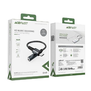 Acefast USB-Typ-C-Audiokabel - 3,5-mm-Miniklinke (weiblich) 18 cm, AUX-Grau Audio-Kabel