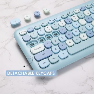 Yunseity Plug-and-Play-Funktion für lebensechtes Tastatur- und Maus-Set, mit Retro-Design, 110-Tasten-Tastatur für Produktivität und Komfort