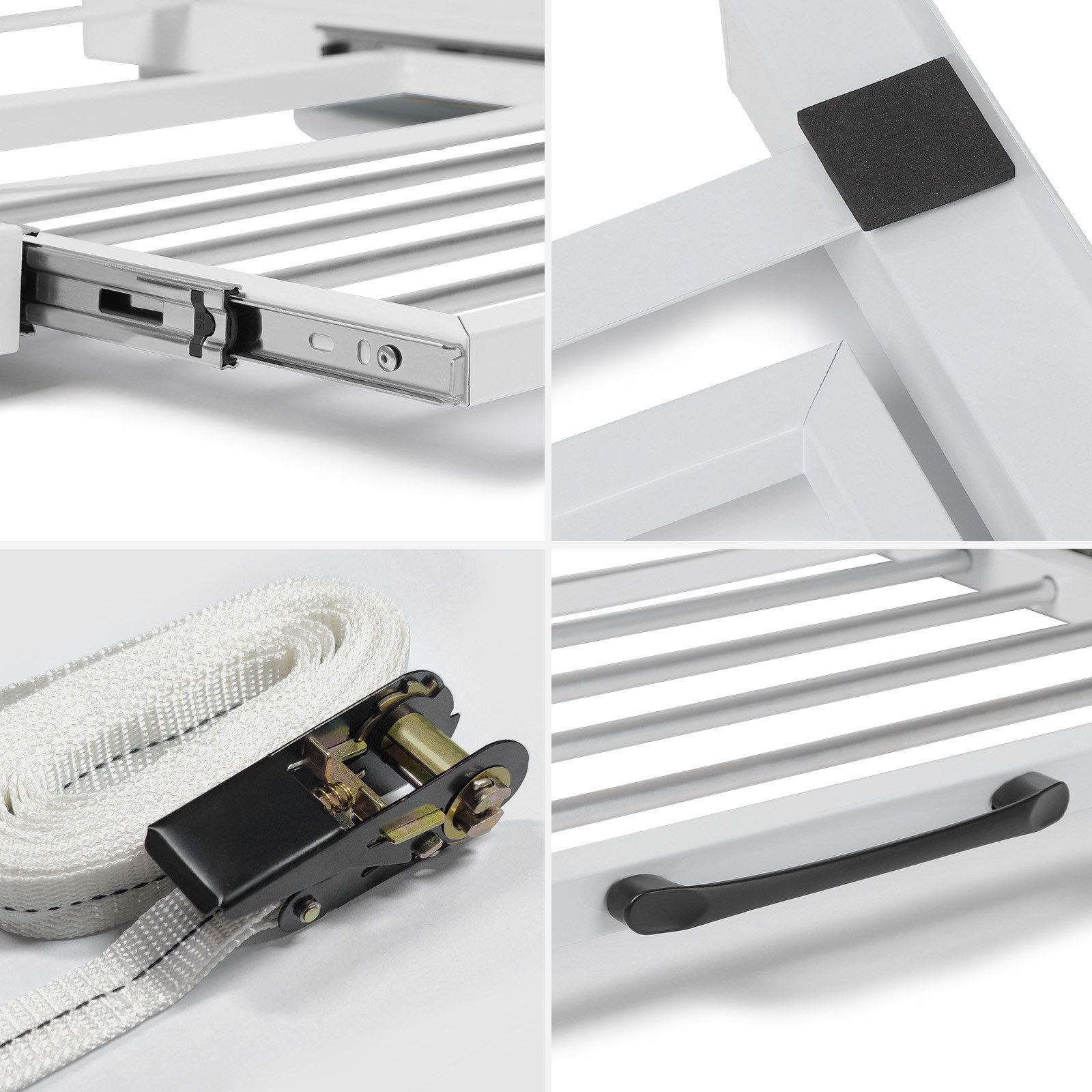 XERSEK Zwischenbaurahmen Verbindungsrahmen mit Ablage Waschmaschine Trockner Verbindung 60x55cm (Set, Stahl Stapelrahmen, Ausziehbarer Handtuchhalter, Rutschfest Bis100kg), Elektrogerät Zwischenstück, Universeller Auszug als Ablage