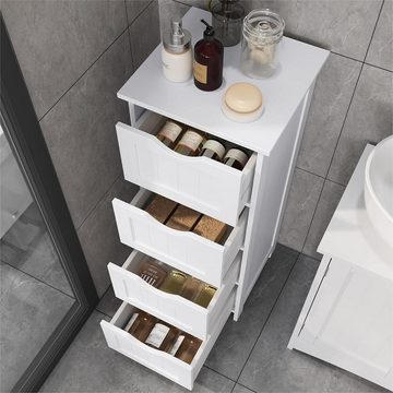 Bealife Badkommode,Badezimmerschrank,Beistellschrank mit 4 Schubladen, 82 cm,Weiß